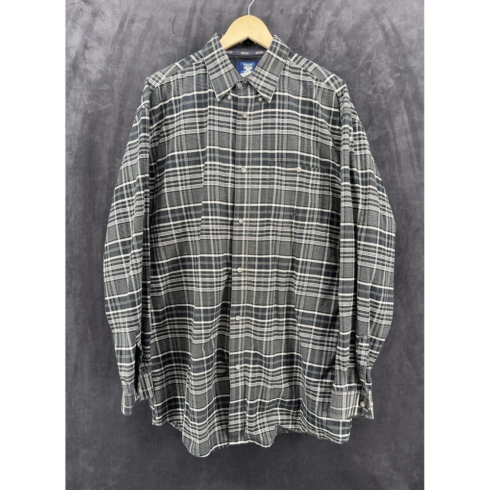 Wrangler 20X Men's Plaid Western Shirt Black White Size XL? See Measurements